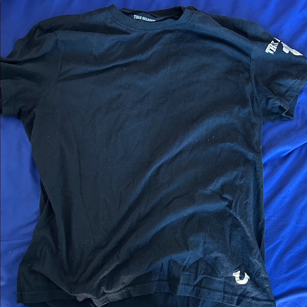 True Religion Black Short Sleeve Logo Crew Tee